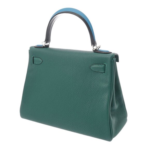 HERMES Kelly 28 O-Pass Inner Stitch 2WAY Malachite/Bleu zanzibar - Picture 2 of 12